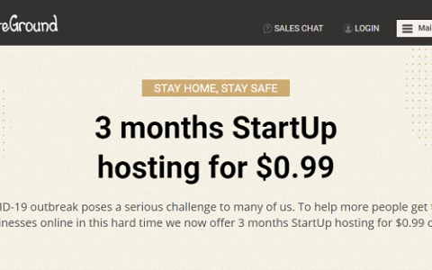 SiteGround主机疫情期间大促销，三个月StartUp方案仅需0.99美元